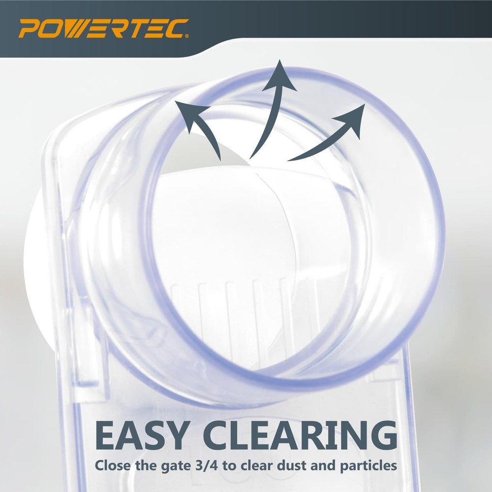 POWERTEC 4" Blast Gate, Clog Clear Gate