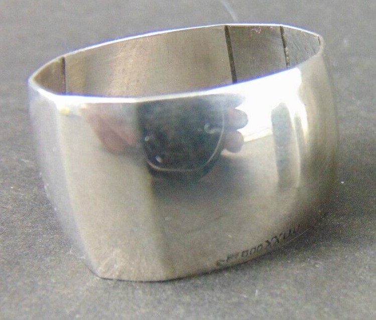 Antique German 800 Silver Napkin Ring "HS" initials