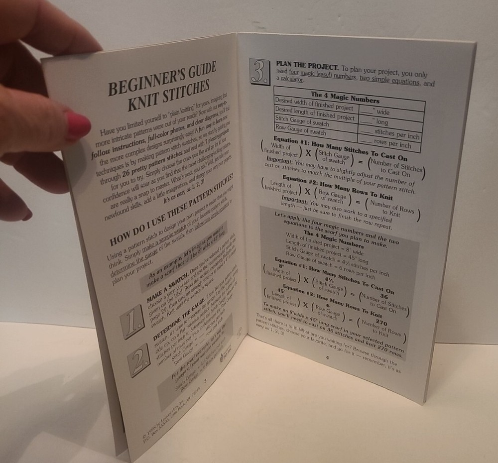 NEW BEGINNER'S GUIDE KNIT STITCHES & EASY PROJECTS DIGEST SIZE PATTERN BOOK