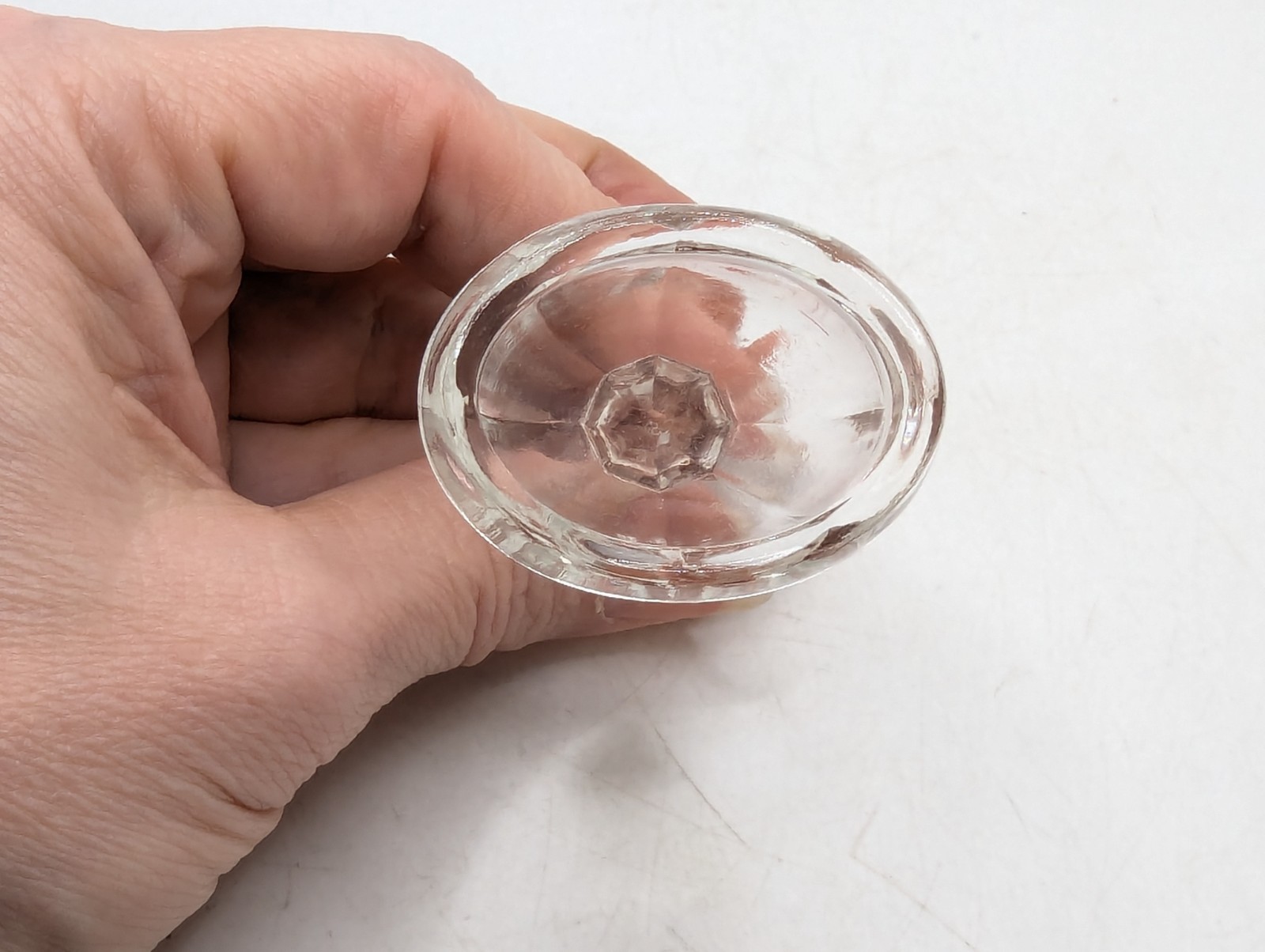 Vintage Glass Optical Eye Wash Cup Clear Glass 8 Panel Pedestal Marked G