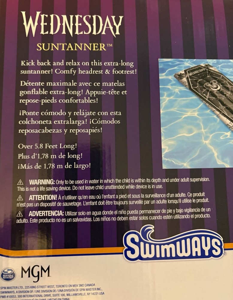 SwimWays Wednesday Netflix Coffin Suntanner Pool Float 70" x 23"