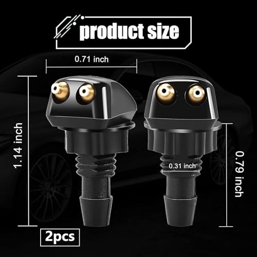 2 PCS Car Front Windshield Washer Nozzles, Double Hole Straight Column Spray