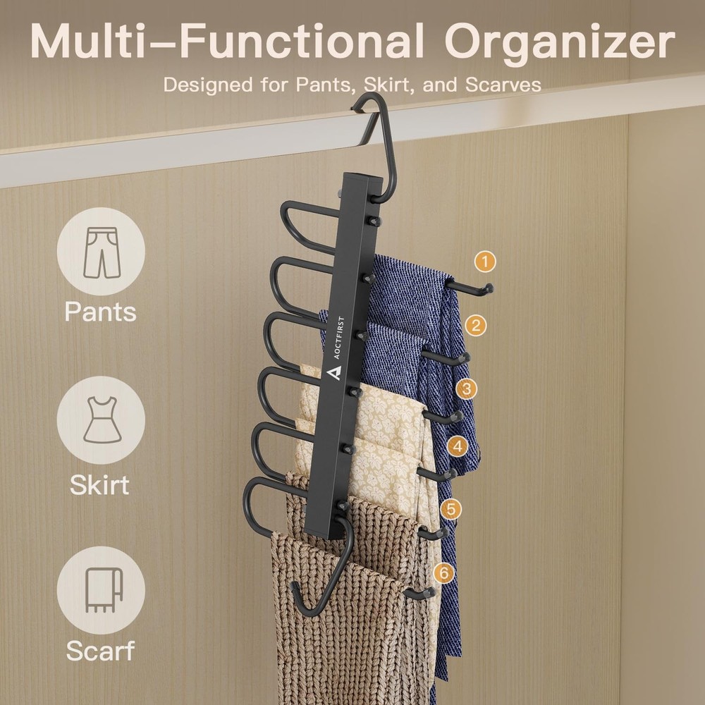 AOCTFIRST 4 Pack Magic Pants Hangers Space Saving - Multi-Layer Saving...