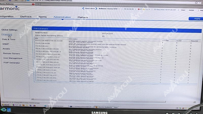 Harmonic Electra ELC-9200-CHS2-AC-E MPEG-2 H.264 Encoder ELC-9200D ELC-9240
