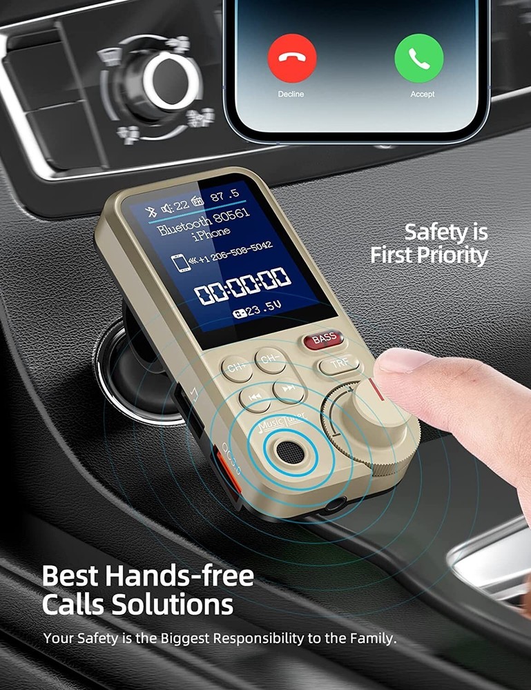 Transmisor De Audio FM Para Auto Bluetooth 5.0 USB Receptor Radio For Carro NEW