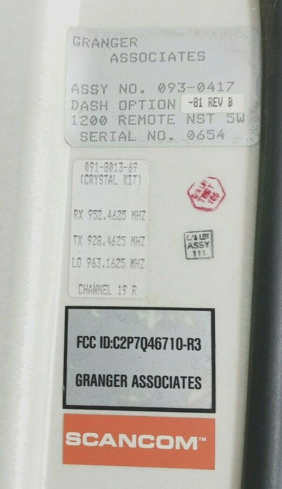 Granger Associates SCANCOM 5 WATT TRANSMITTER RX-952.4625 - TX- 928.1625