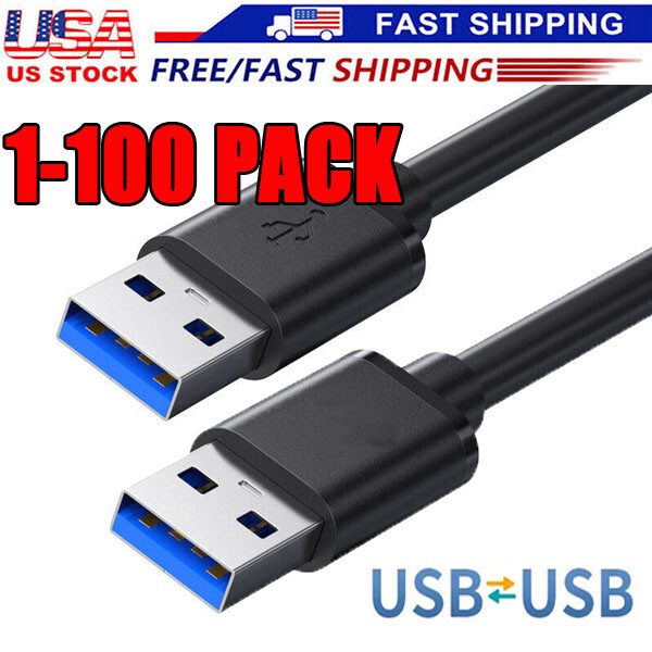 USB 3.0 A Male to A Male Cable Data Transfer Super Speed Power Charger Metal lot