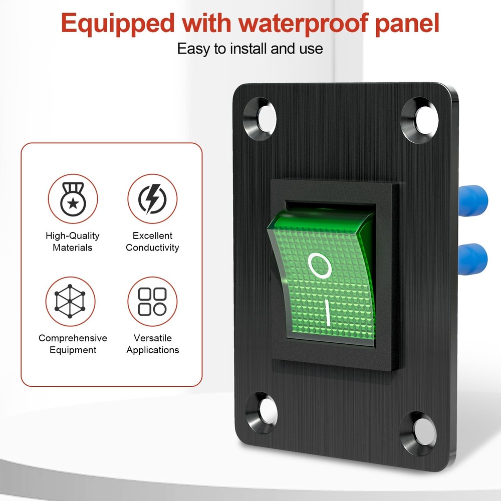 Boat Rocker Switch KCD4 Green 2-Position DPST Panel Switch with 4-Pin Rated a...