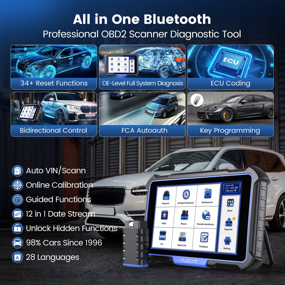MUCAR VO8 34+ Service Automotive Diagnostic Scanner BT Bidirectional E.CU Coding