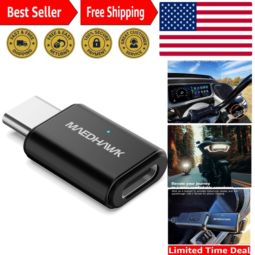 Compact USB-C Bypass Adapter for Motorcycle CarPlay - Lightweight & Efficient