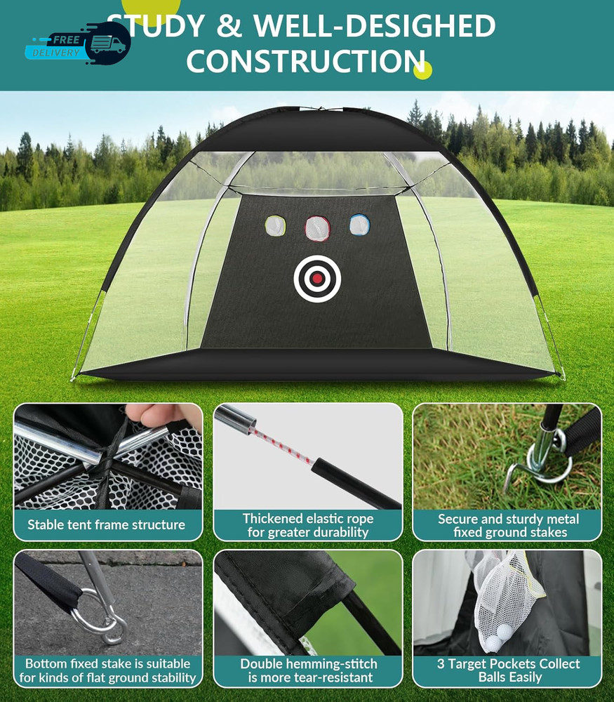 Golf Net: 10X7Ft Golf Practice Net for Backyard Driving Hitting Net