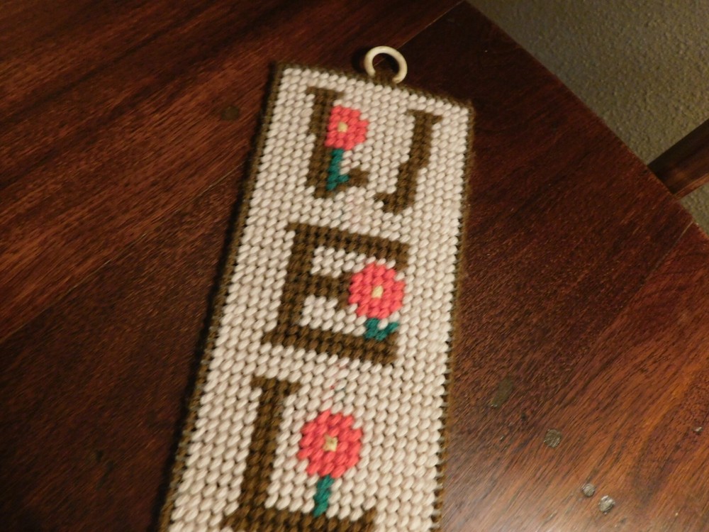 Welcome Needlepoint on Plastic Canvas Hand Sewn