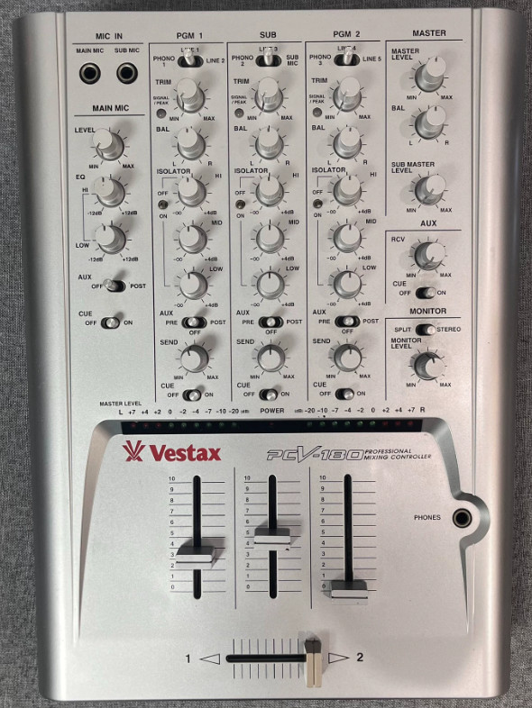 1pcs Vestax PVC-180 mixing console, power supply missing