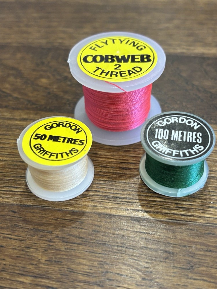 3 SPOOLS Fly Tying Thread, Gordon Griffiths Cobweb Superfine Nice colours NEW