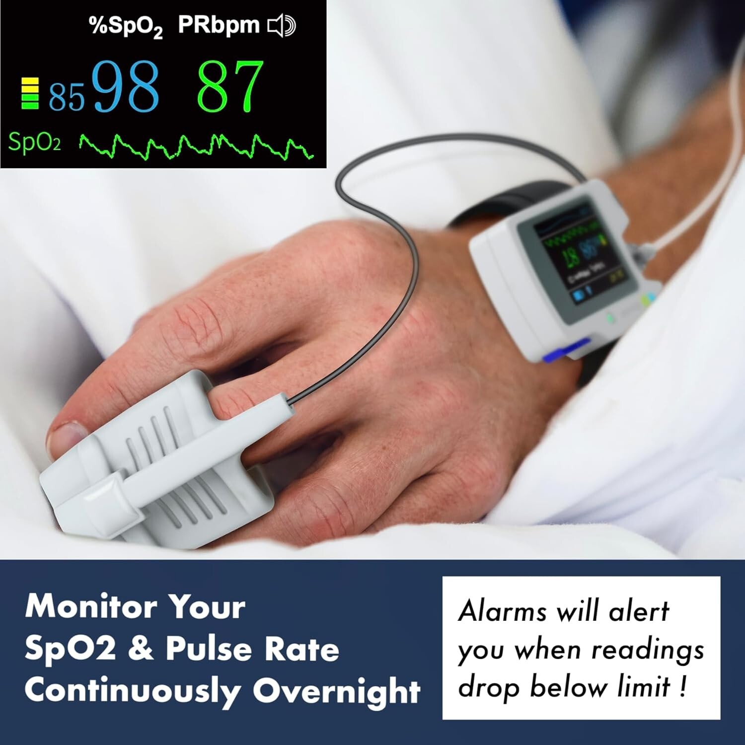 SleepO2 Pro - Wrist Pulse Oximeter with SpO2 & Flow Tracking Overnight