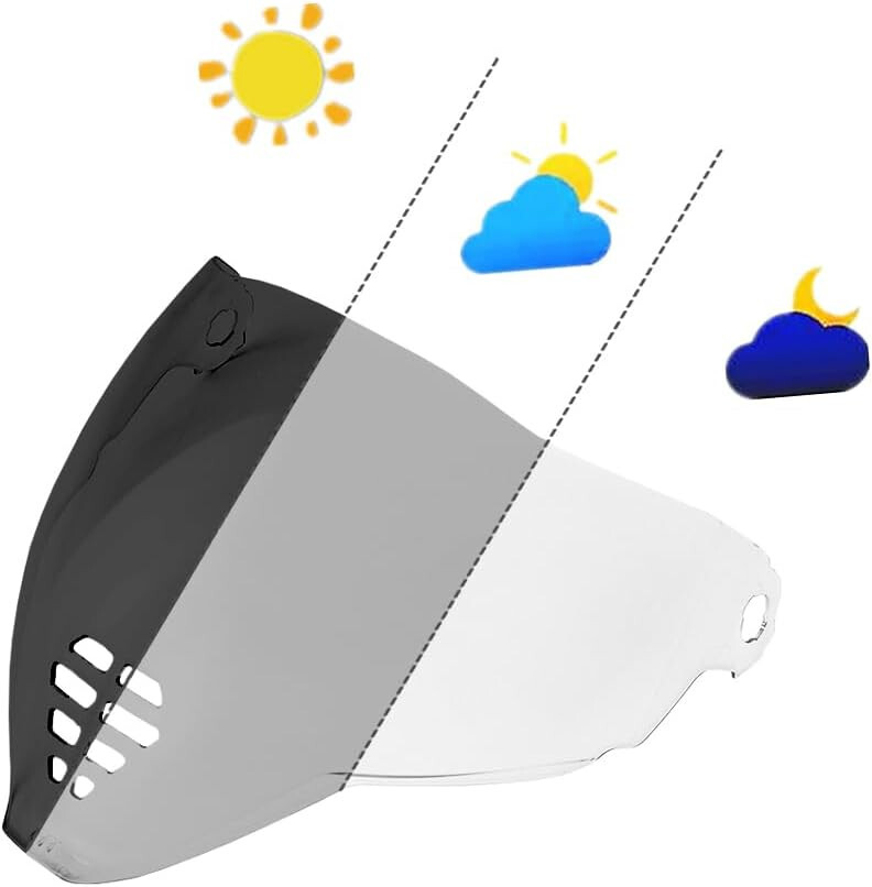 IC-06 Photochromic Face Shield Helmet Visor Replacement for ICON Airflite