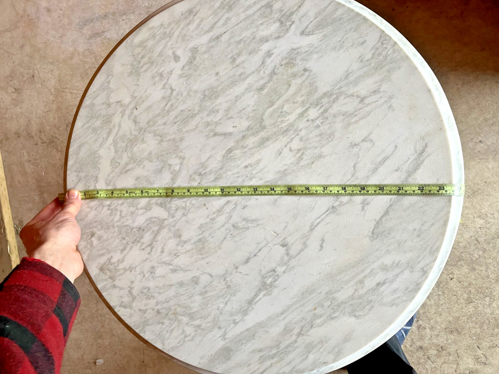 24" Round White Marble Bistro Table Top - Solid Stone Replacement  Carrara Style