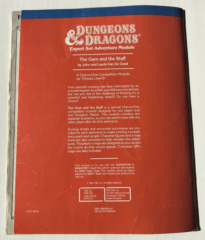 Dungeons And Dragons Module The Gem And The Staff TSR D&D 1983