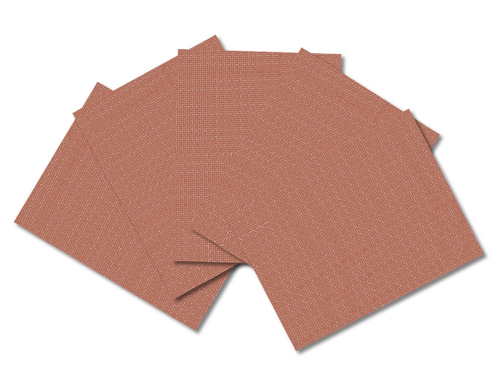 O Scale Red Pavers Bricks Model Train Scenery Sheets - Five Seamless 8.5”x11”
