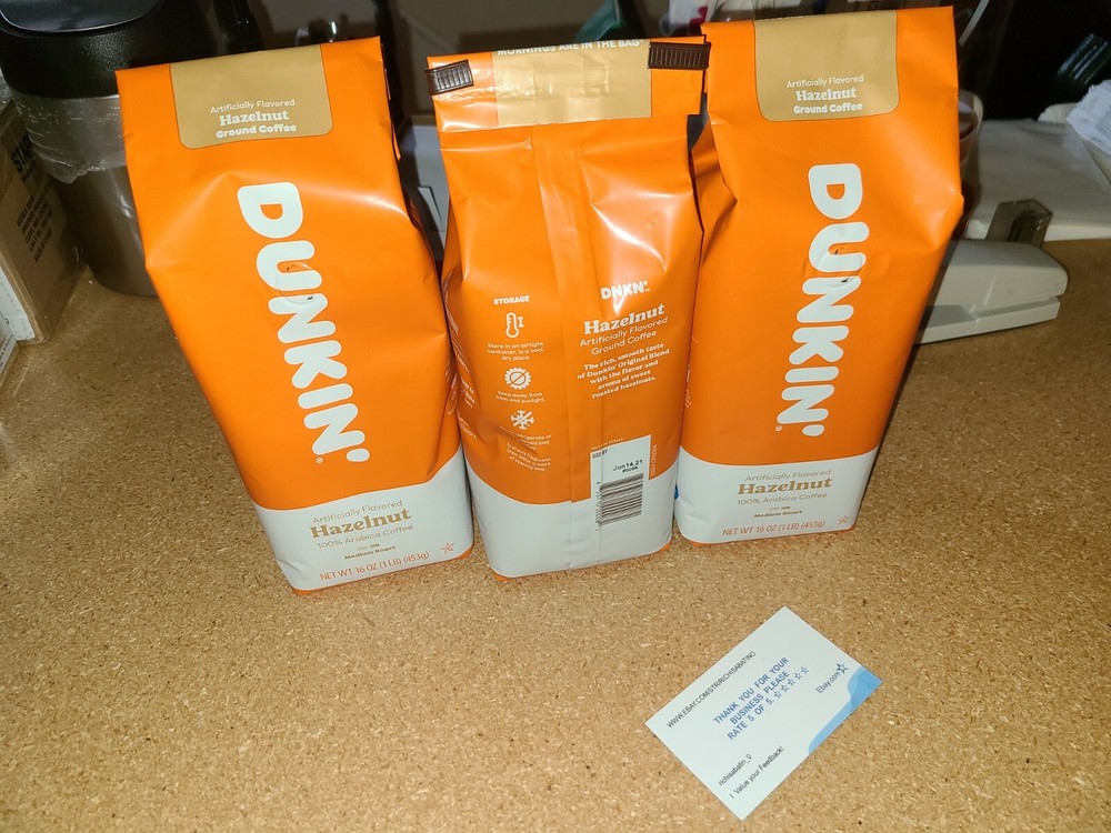Dunkin Donuts Three Pounds Ground Hazelnut Blend Coffee (GROUND) Medium Roast