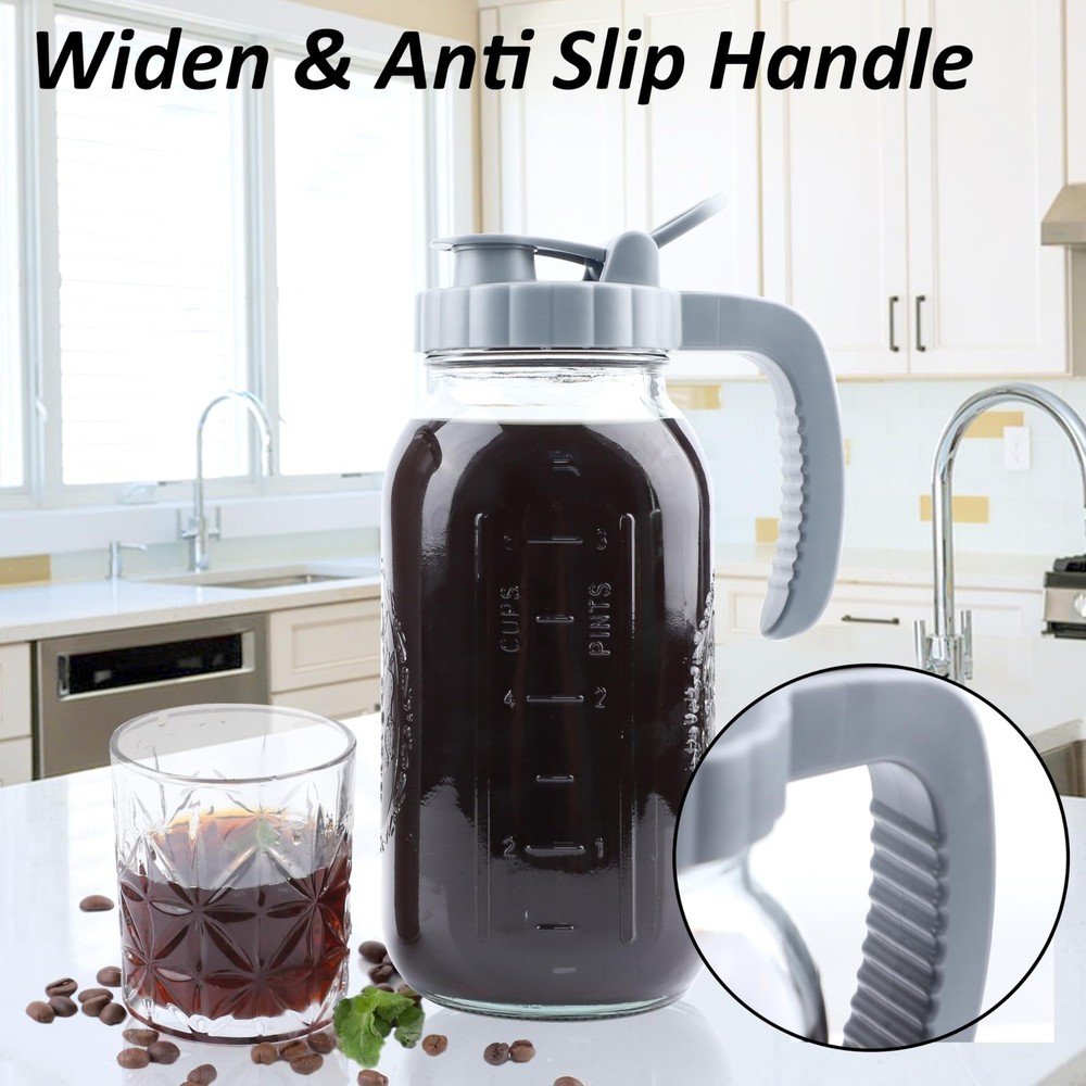 Cold Brew Coffee Maker 64 OZ Mason Jar Cold Brew Pitcher With Infuser 2 Quart...