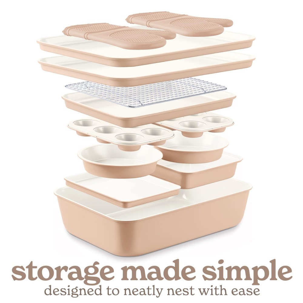 Nonstick Stackable Bakeware Set - Deluxe Heavy Duty, Durable, Easy Release Ba...