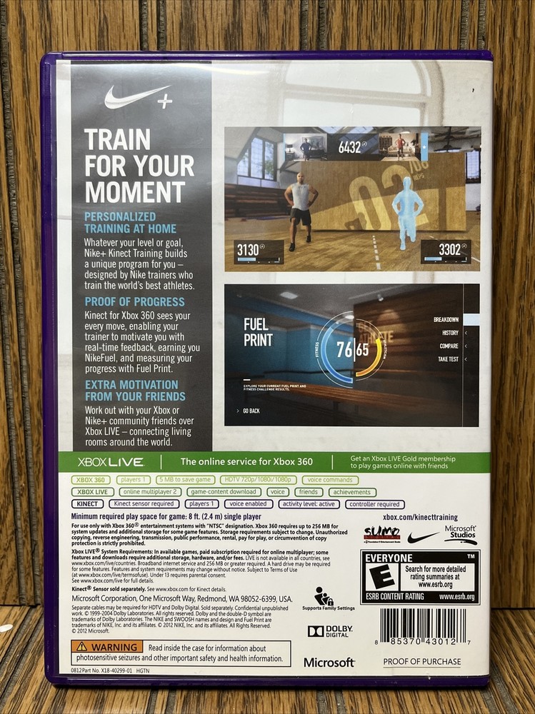 XBOX 360 Kinect Sensor Bar 1414 w/ Kinect Adventures Nike + Kinect Training Nice