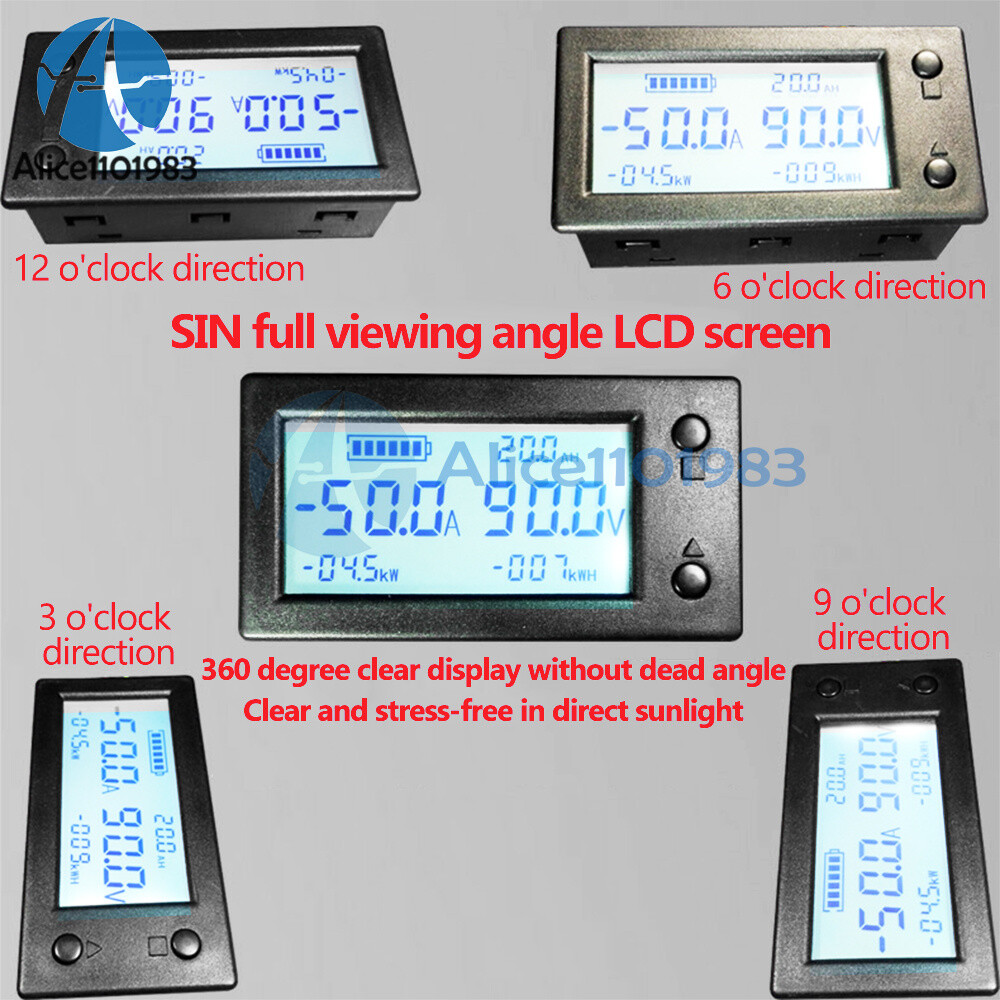 DC 0-300V 50A/100/200/400A LCD Hall Effect Coulometer Voltmeter Ammeter Sensor