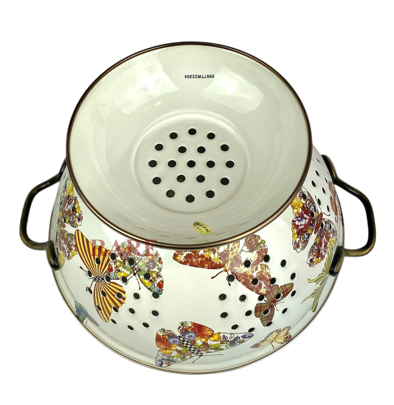 MacKenzie-Childs Butterfly Garden Large Colander White New No Box
