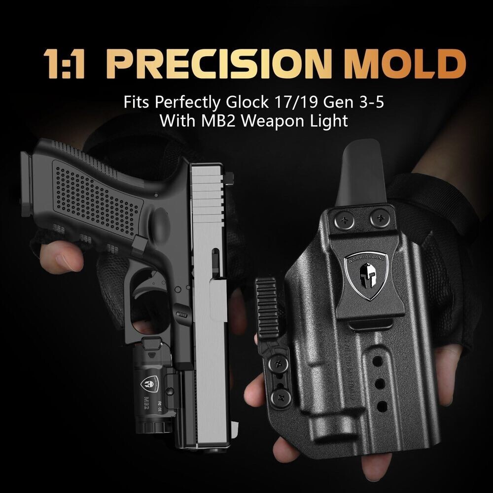 TSG Universal Tactical Weapon Lights & IWB Polymer Holster-RH Fits: Glock 17/19