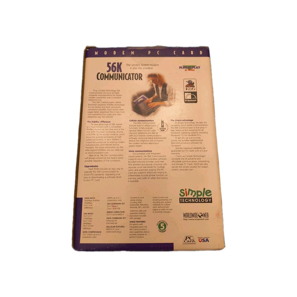 56K Communicator" PC Card modem by Simple Technology. It's designed for...