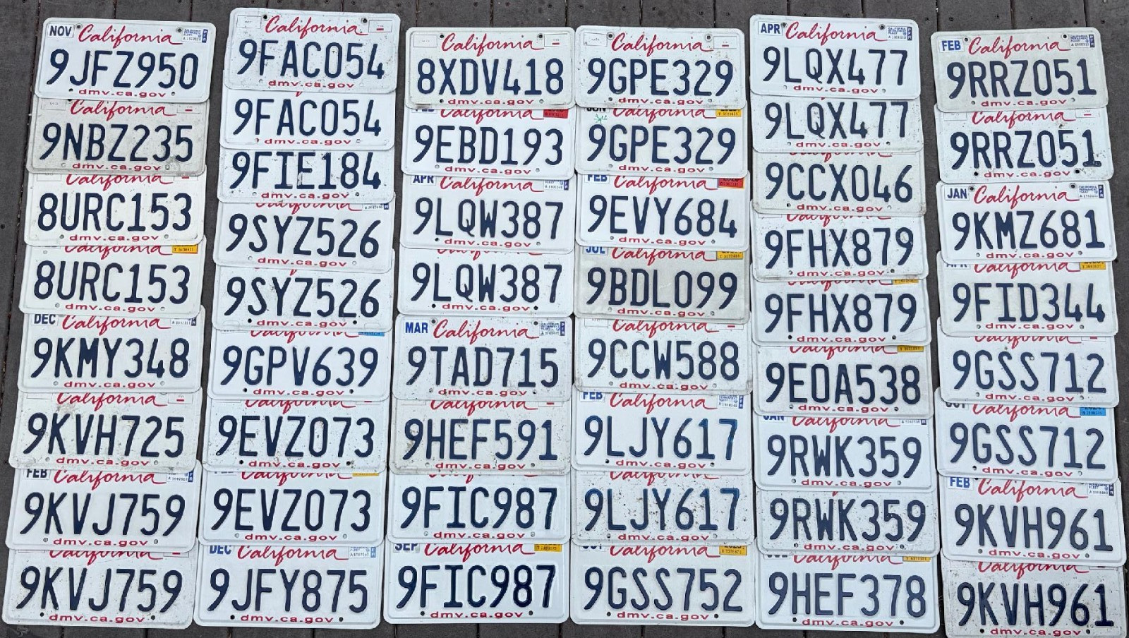 BULK Lot of 50 CALIFORNIA License Plates expired several pairs
