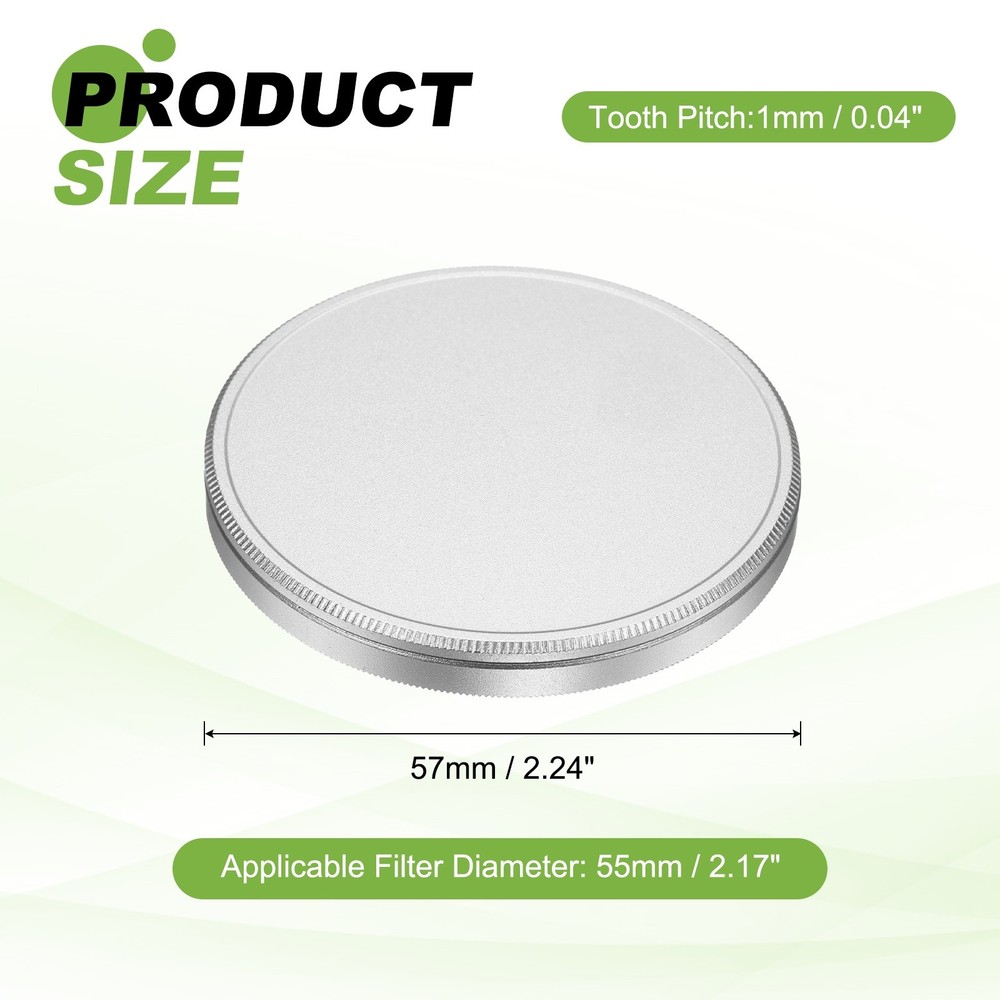 55mm Metal Lens Cap Universal Lens Filter Stack Cap Slim Stack Silver