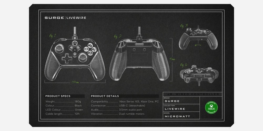 Livewire Microwatt Junior Wired Controller For Xbox Series X|S / Xbox One / PC