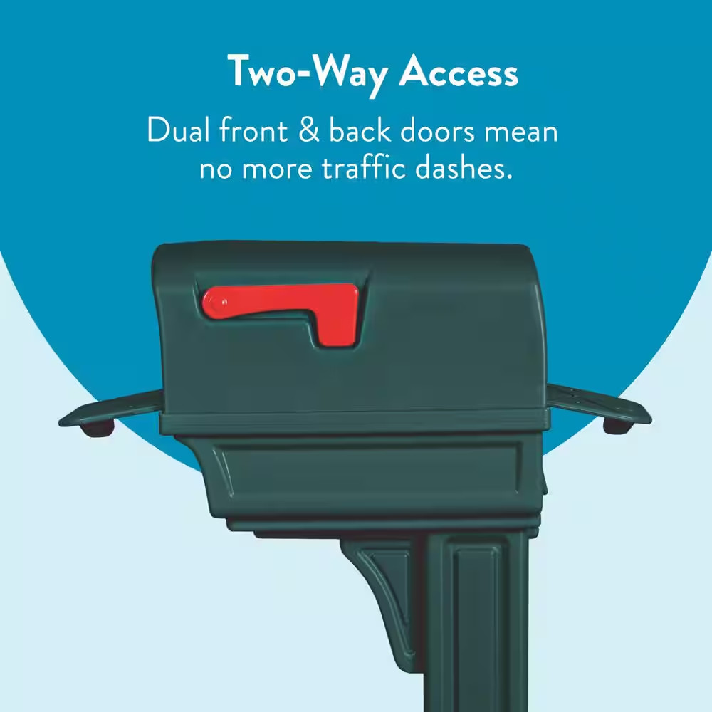 Gentry Green, Medium, Plastic, All-In-One Mailbox and Post Combo