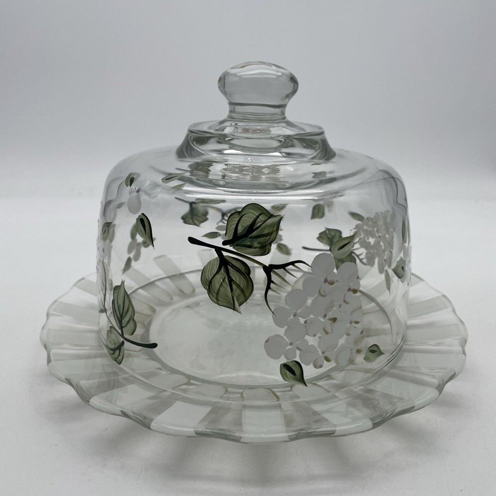 Vintage Hydrangea Cake Plate with Lid
