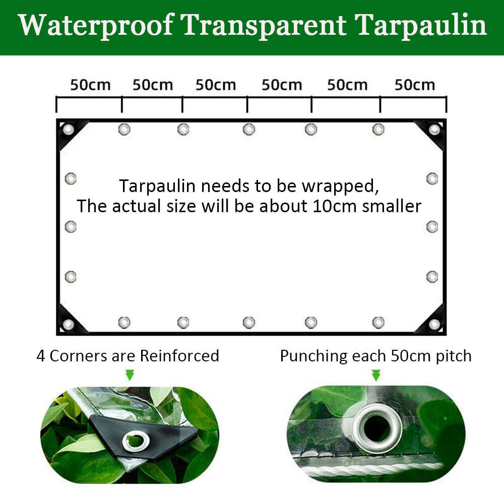 Clear Tarpaulin Waterproof Heavy Duty Transparent PVC Tarp with Eyelets Outdoor