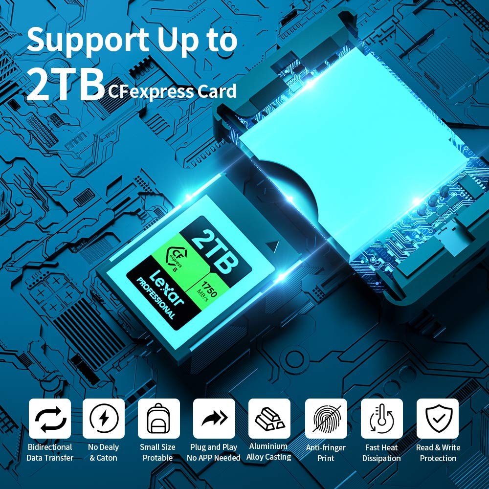 CFexpress Card Reader USB 3.1 Aluminum caseing cfexpress Type b Grey