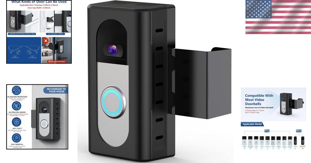 Secure Adjustable Doorbell Mount - Compatible with Ring & Blink Video Devices