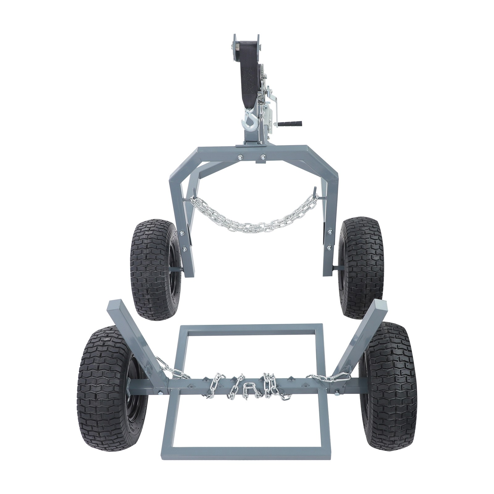 1600lb Log Trailer Heavy-Duty ATV Log Skidding Arch & Holder Set w/4x16in Wheels