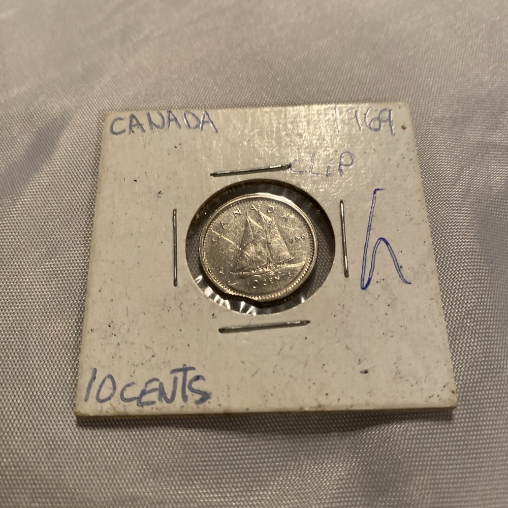 1969 CANADA Coin 10 cent Clip Error