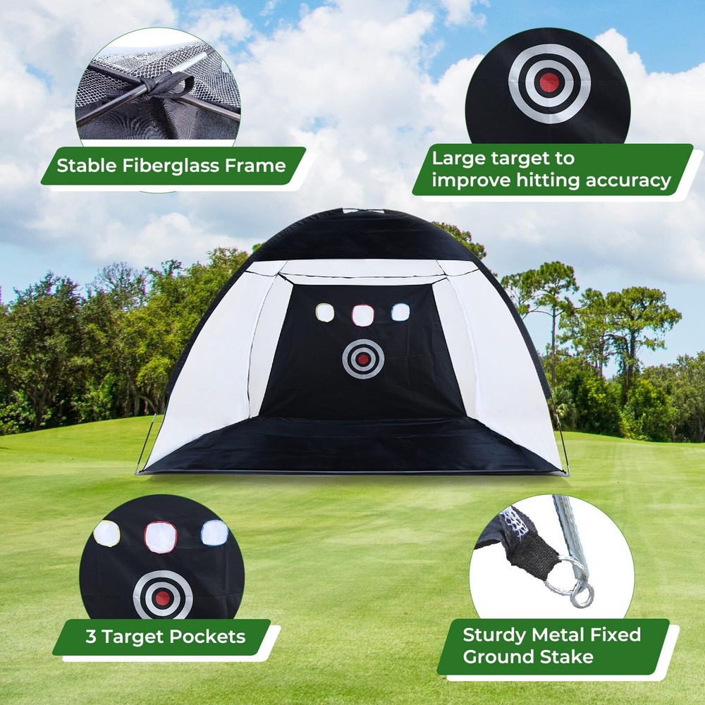 Golf Net 10x7ft Golf Practice Net and Mat for Backyard Home Training