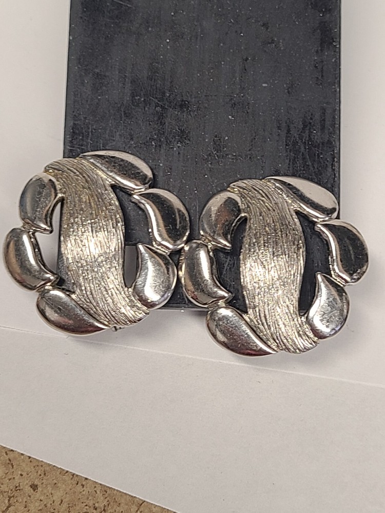 Monet Silvertone Round Clip On Earrings