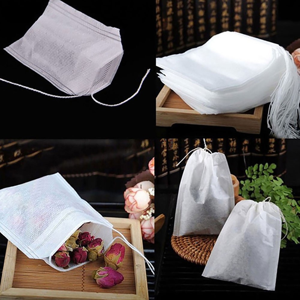 100/500/1000 Durable Reusable White Non-Woven Empty Drawstring Tea Filter Bags