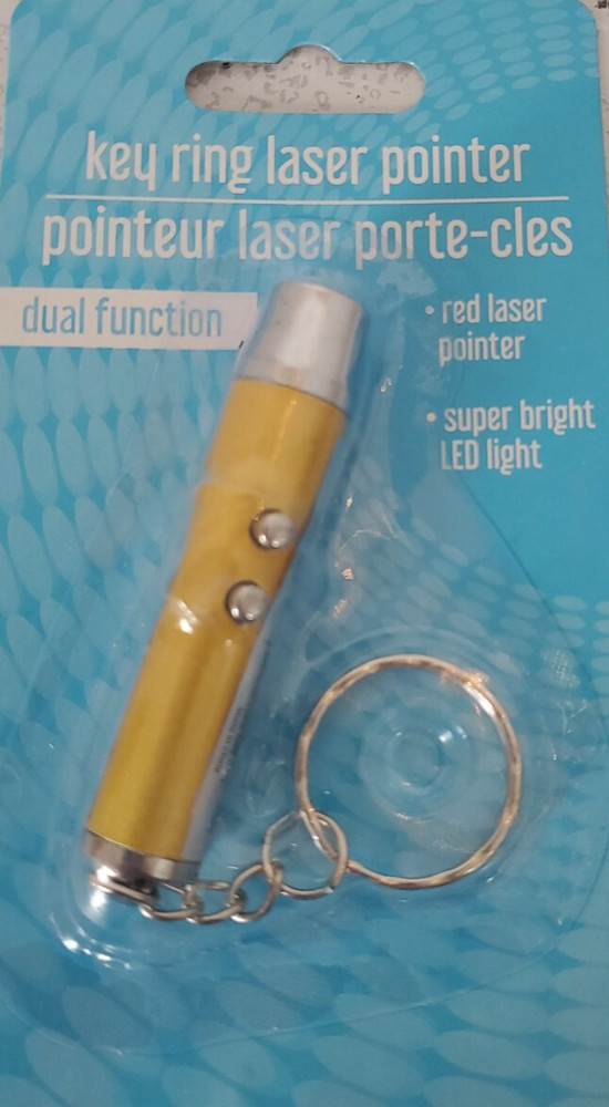 2-in-1 LED Laser Pointer - LED Flashlight - Key Chain - Gold