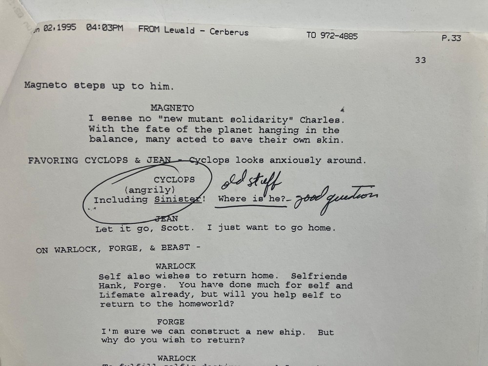 X-MEN AUTHENTIC 1st DRAFT SCRIPTS 'PHALANX COVENANT' Pts 1 & 2 + STUDIO TOPSHEET