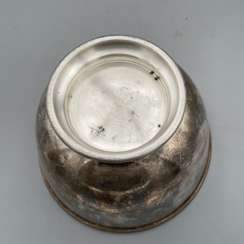 Towle Silversmiths Teal Green Enamel Footed Bowl Silverplated 5002 Vintage 6"