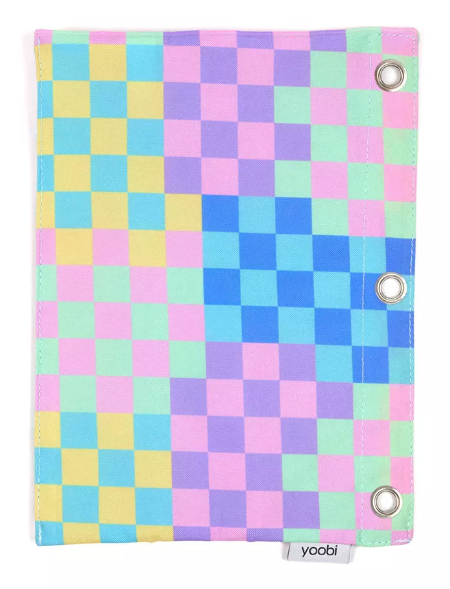 2 Pack Double Zip Binder Pencil Case Multicolor Checkered Yoobi