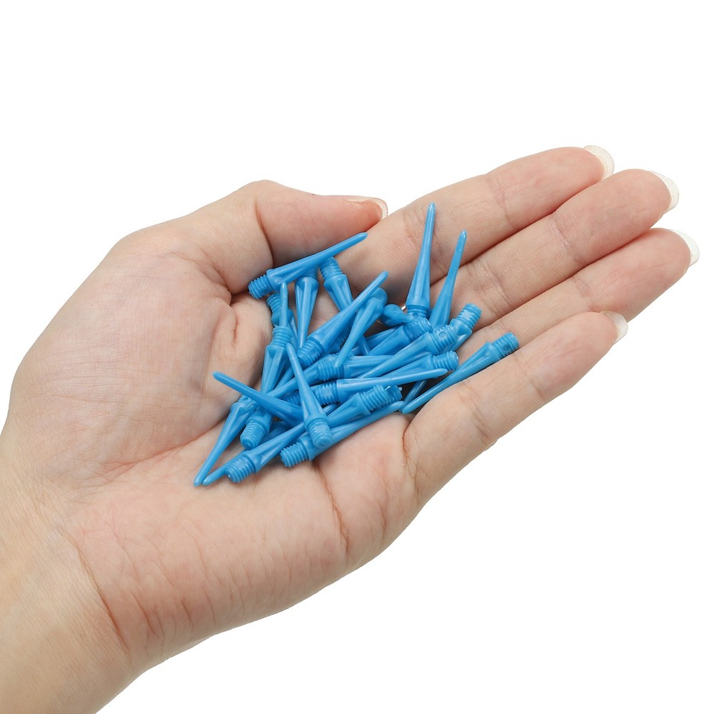50Pcs Plastic Dart Tips,Game 2BA Thread Soft Darts Tips Blue