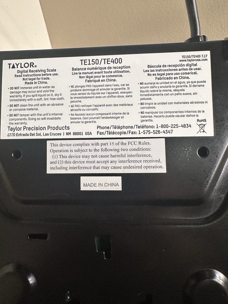 Taylor TE 150 Digital Scale